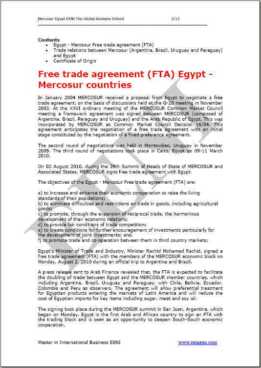 मुक्त व्यापार समझौता मिस्र - मर्कोसुर